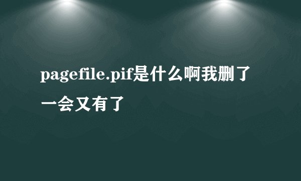 pagefile.pif是什么啊我删了一会又有了