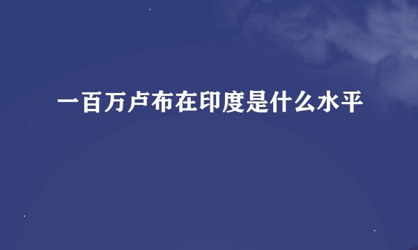 一百万卢布在印度是什么水平