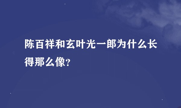 陈百祥和玄叶光一郎为什么长得那么像？