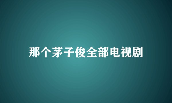 那个茅子俊全部电视剧