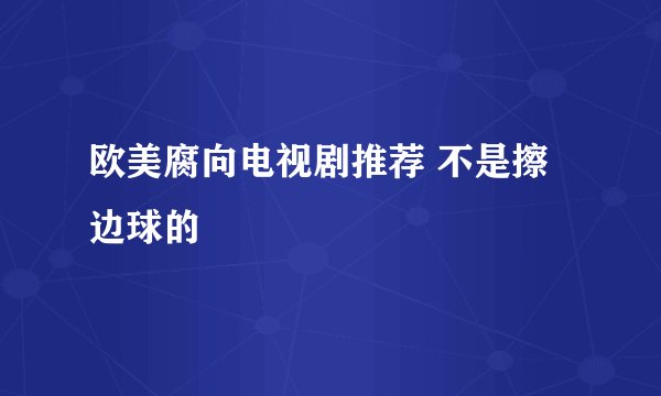 欧美腐向电视剧推荐 不是擦边球的