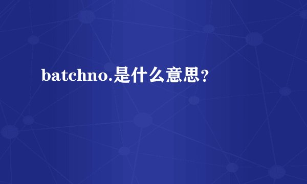 batchno.是什么意思？