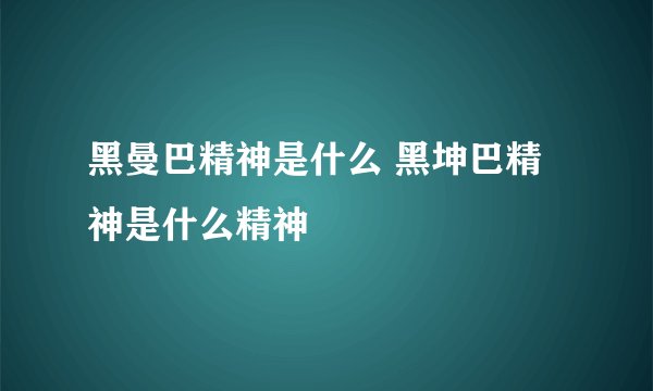 黑曼巴精神是什么 黑坤巴精神是什么精神