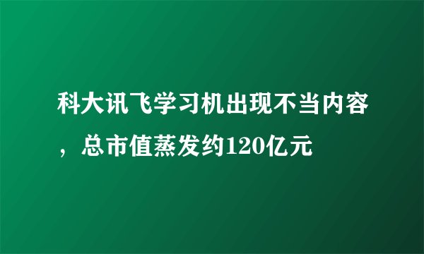 科大讯飞学习机出现不当内容，总市值蒸发约120亿元