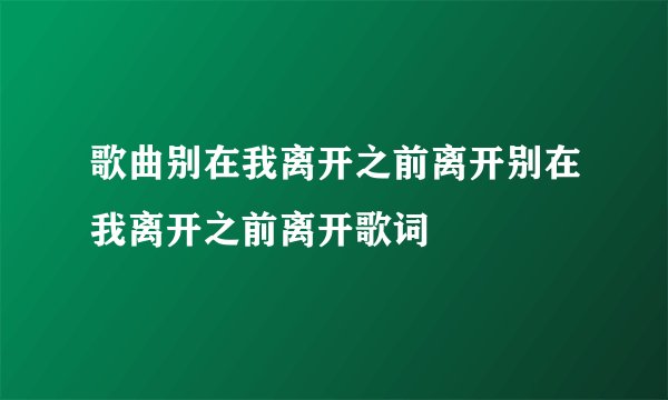 歌曲别在我离开之前离开别在我离开之前离开歌词