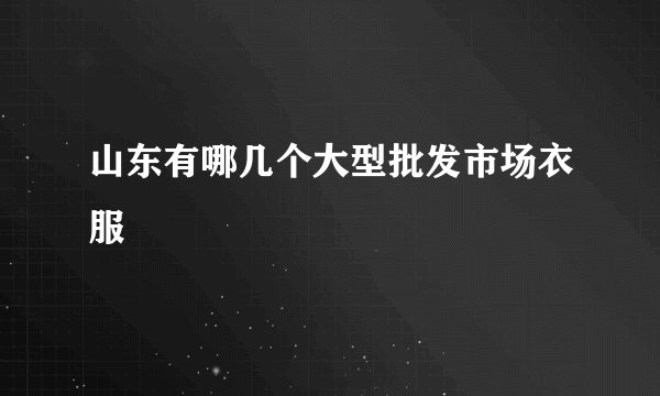 山东有哪几个大型批发市场衣服