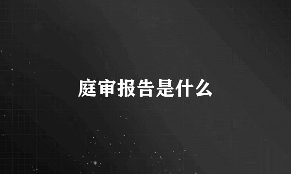 庭审报告是什么