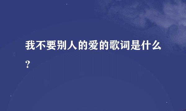 我不要别人的爱的歌词是什么？