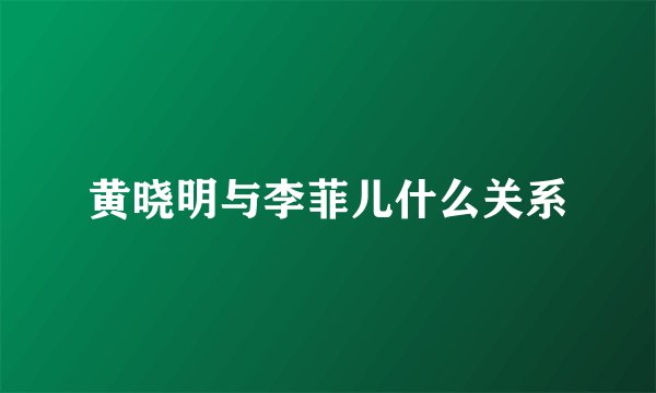 黄晓明与李菲儿什么关系