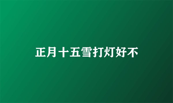 正月十五雪打灯好不