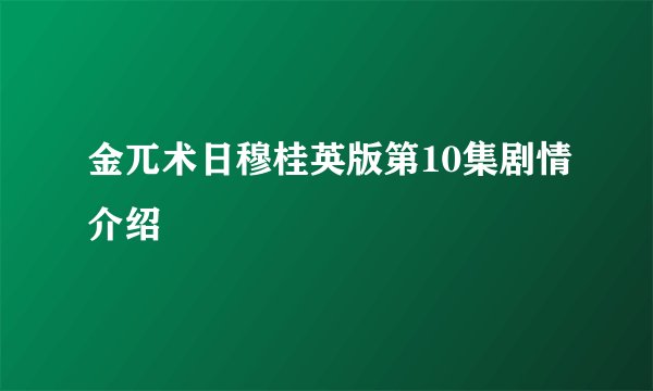 金兀术日穆桂英版第10集剧情介绍