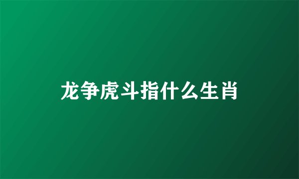 龙争虎斗指什么生肖