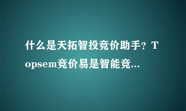 什么是天拓智投竞价助手？Topsem竞价易是智能竞价排名软件吗？