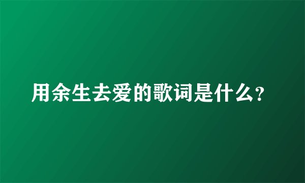 用余生去爱的歌词是什么？