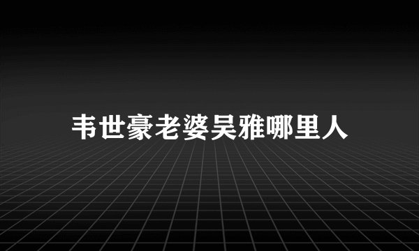韦世豪老婆吴雅哪里人