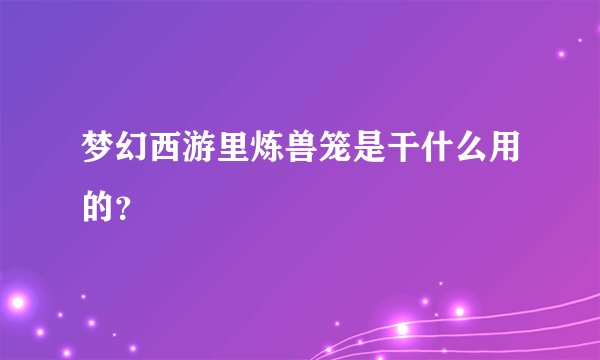 梦幻西游里炼兽笼是干什么用的？