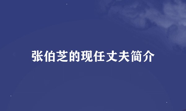 张伯芝的现任丈夫简介