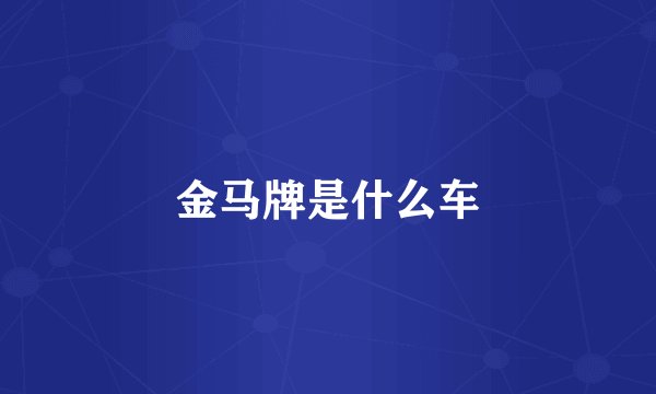 金马牌是什么车