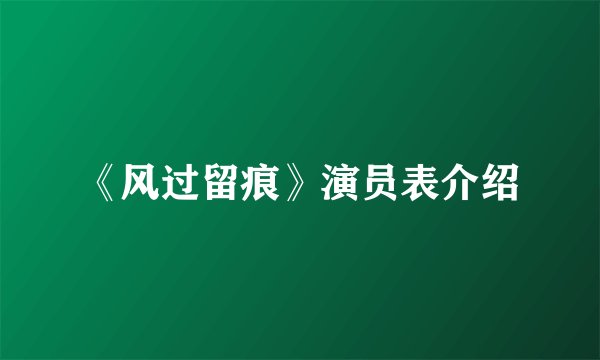 《风过留痕》演员表介绍
