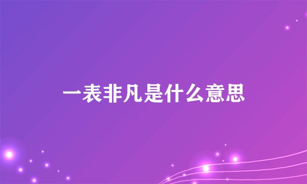 一表非凡是什么意思