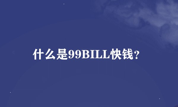 什么是99BILL快钱？
