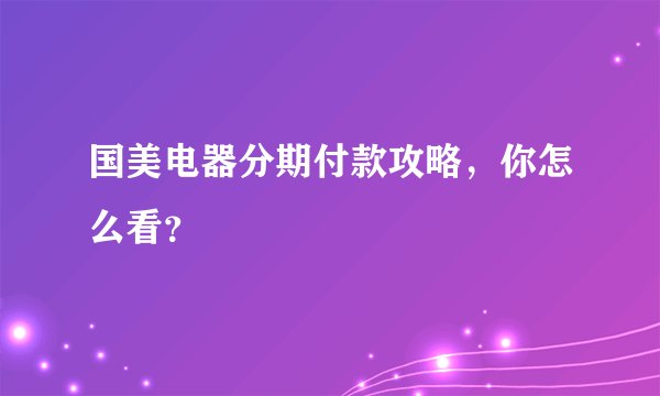 国美电器分期付款攻略，你怎么看？