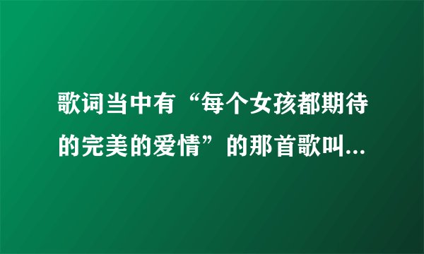 歌词当中有“每个女孩都期待的完美的爱情”的那首歌叫什么名字啊？
