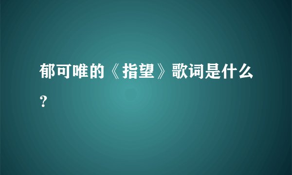 郁可唯的《指望》歌词是什么？