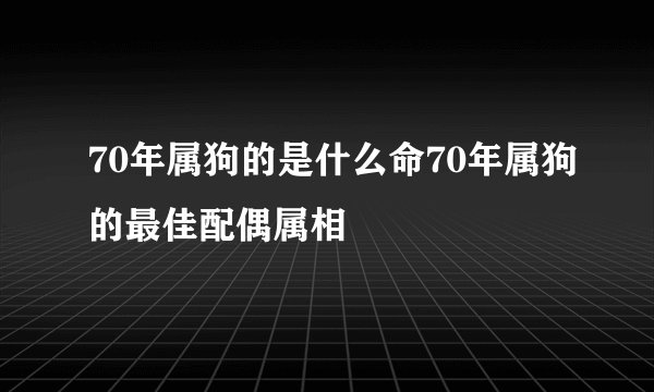 70年属狗的是什么命70年属狗的最佳配偶属相
