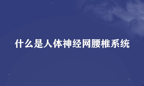 什么是人体神经网腰椎系统