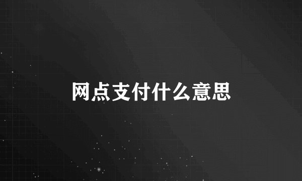 网点支付什么意思