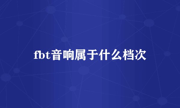 fbt音响属于什么档次