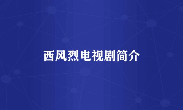 西风烈电视剧简介