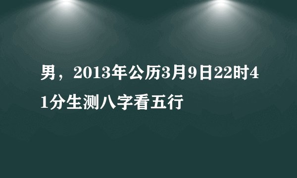 男,2013年公历3月9日22时41分生测八字看五行