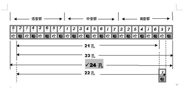 我是初学者，请问24孔的口琴音符怎么找啊？