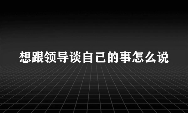 想跟领导谈自己的事怎么说
