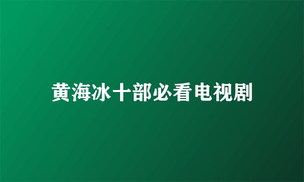 黄海冰十部必看电视剧