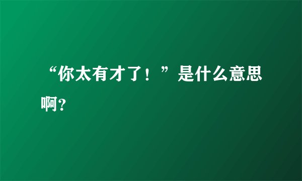 “你太有才了!”是什么意思啊?