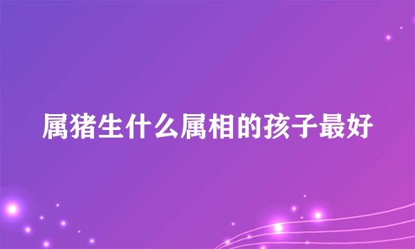 属猪生什么属相的孩子最好