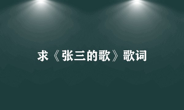 求《张三的歌》歌词
