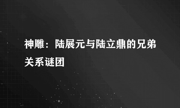 神雕：陆展元与陆立鼎的兄弟关系谜团