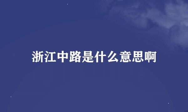 浙江中路是什么意思啊