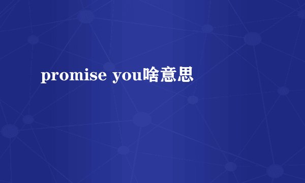 promise you啥意思