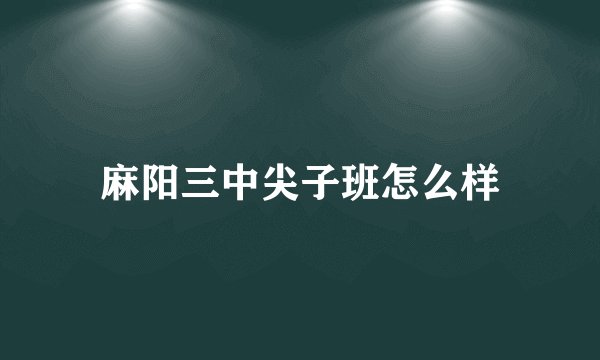 麻阳三中尖子班怎么样