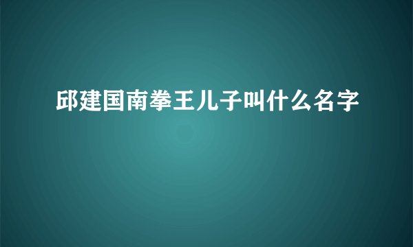 邱建国南拳王儿子叫什么名字