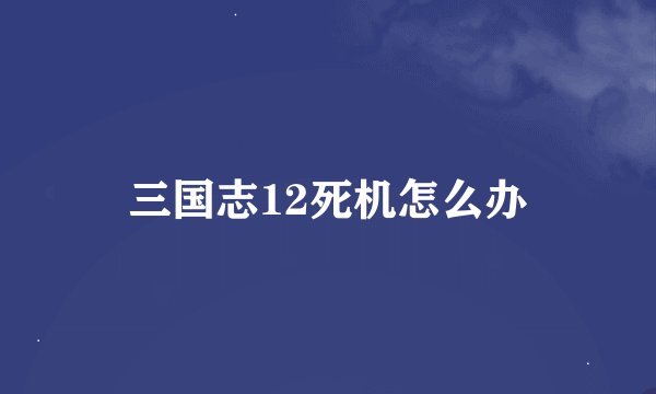 三国志12死机怎么办