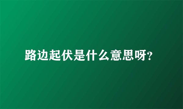 路边起伏是什么意思呀？