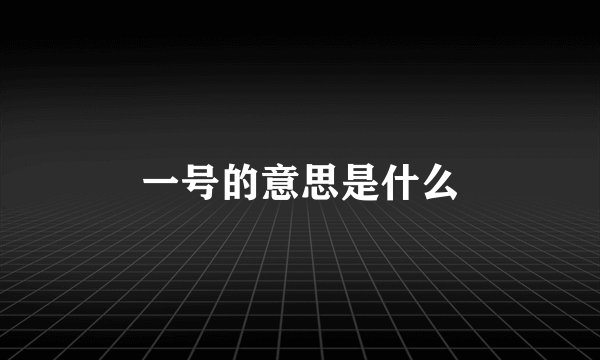 一号的意思是什么
