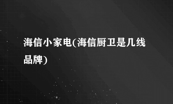 海信小家电(海信厨卫是几线品牌)