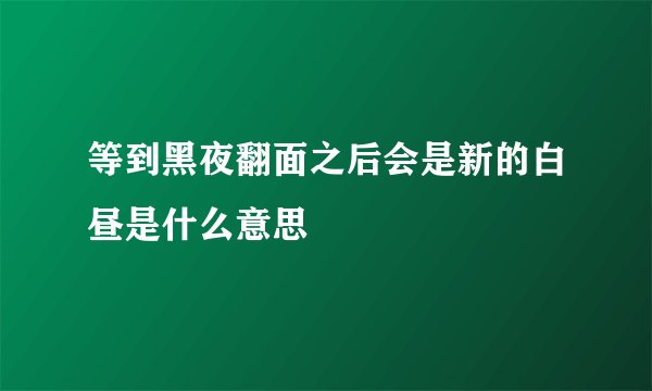等到黑夜翻面之后会是新的白昼是什么意思